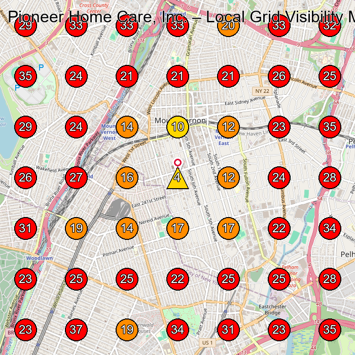 Pioneer Home Care, Inc. GeoGrid visibility map for Home Help Service Agency in Bronx